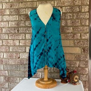 Grateful Dead Women’sTie Dyed Vest/Top Fifteen-Twenty Size S Blue on Blue